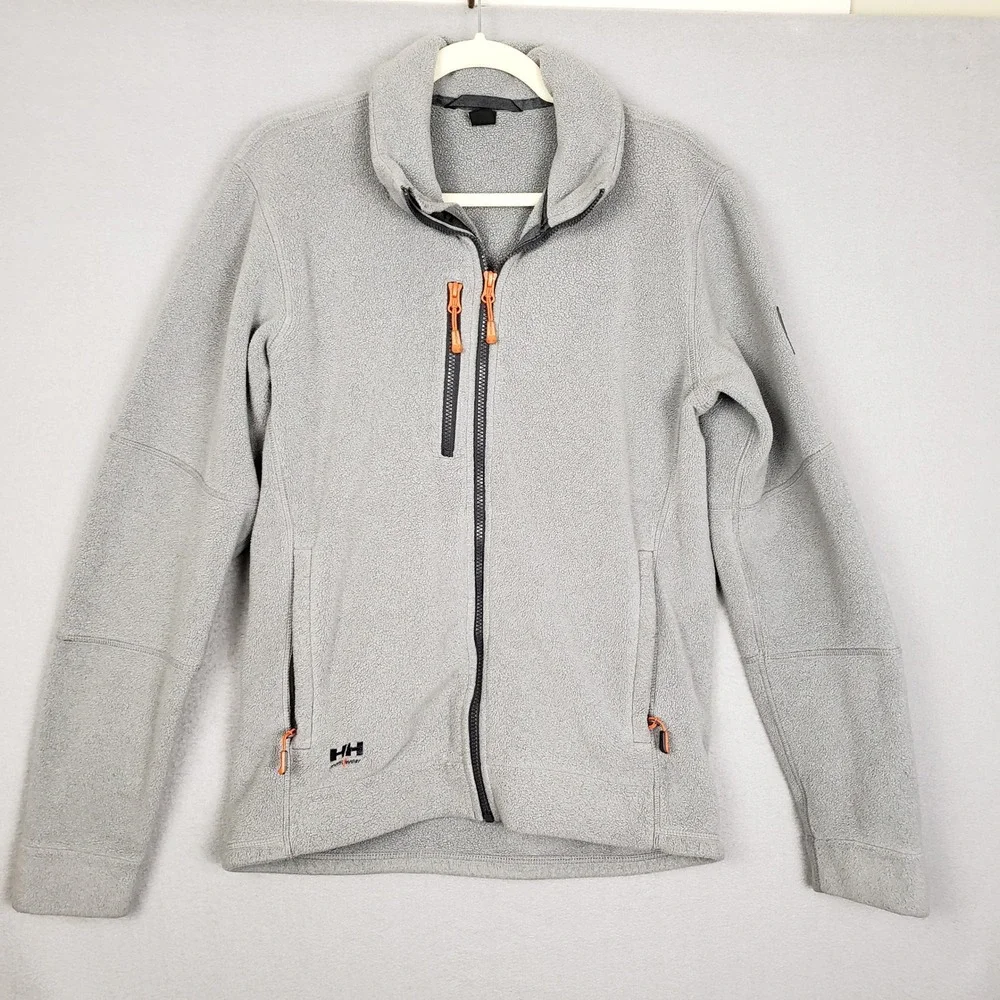 Helly Hansen Size M Full Zip Fleece Workwear Jacket Light Gray‎ Gorpcore Outdoor